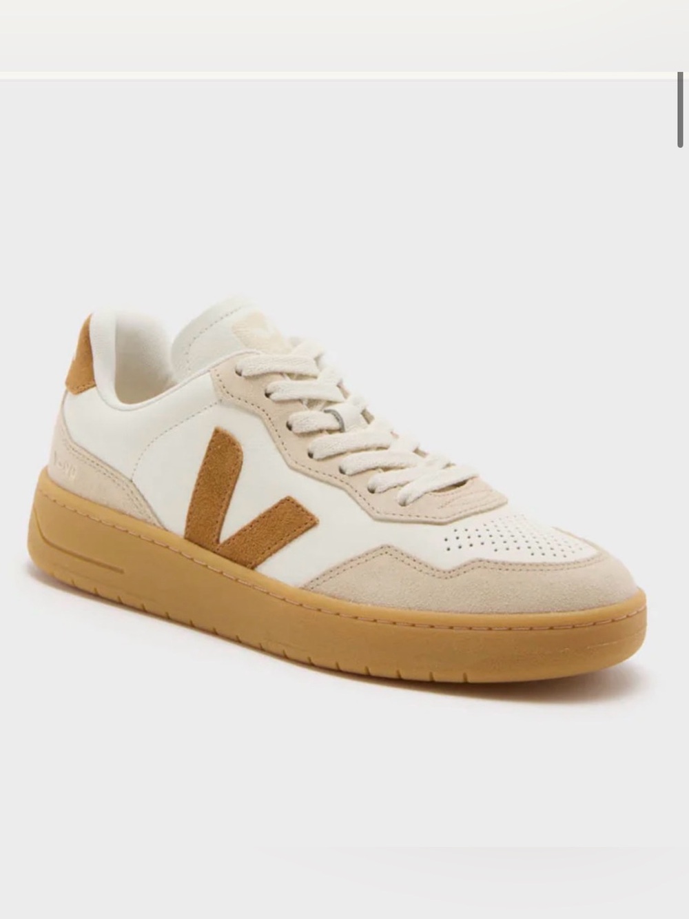 Veja V-90 Sneaker in Cream, Suede Tan & Gum